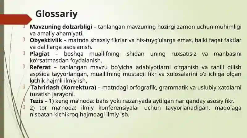 Akademik matn turlari: maqola, referat, dissertatsiya 3