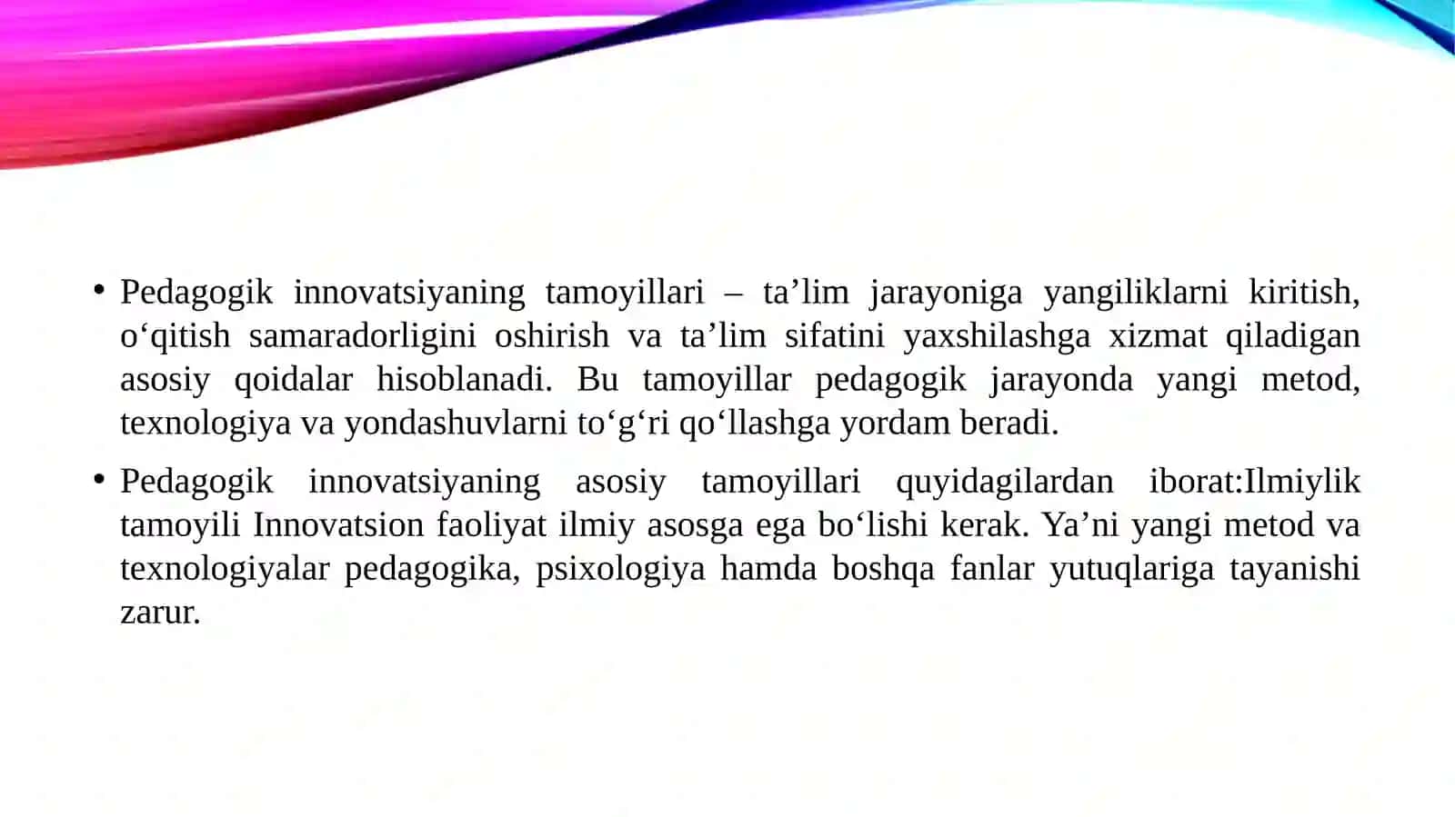 Pedagogik innovatsiyaning tamoyillari 3