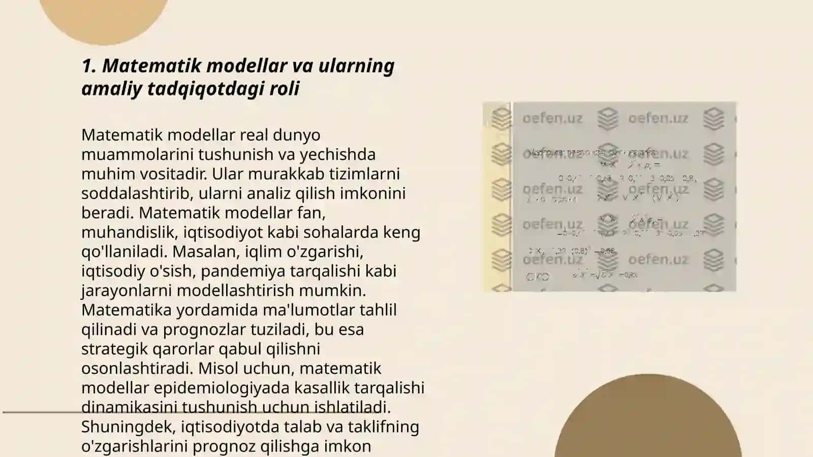 Matematik modellarning amaliy tadqiqoti 3