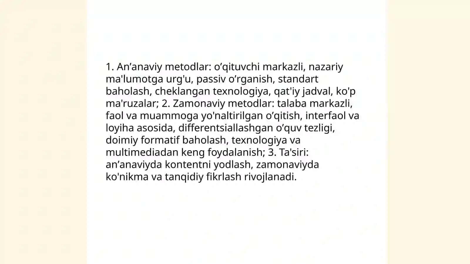Ta'lim berishda õqitish metodlari 3