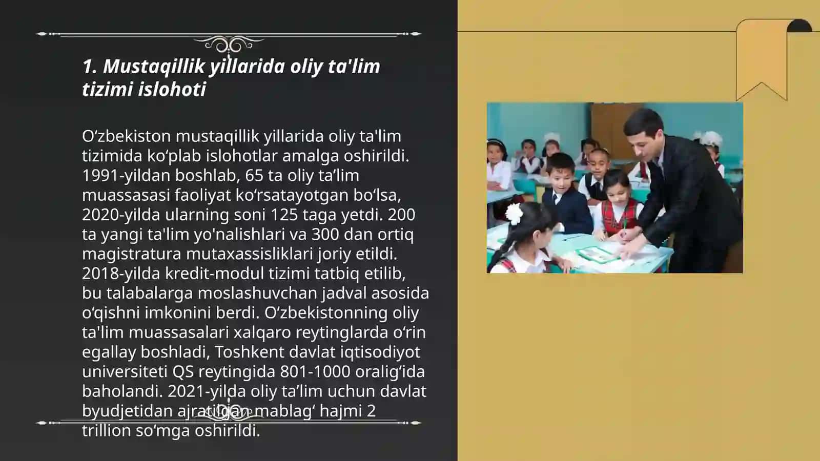 Mustaqillik yillarda oliy ta'limga qaratilgan e'tibor 3