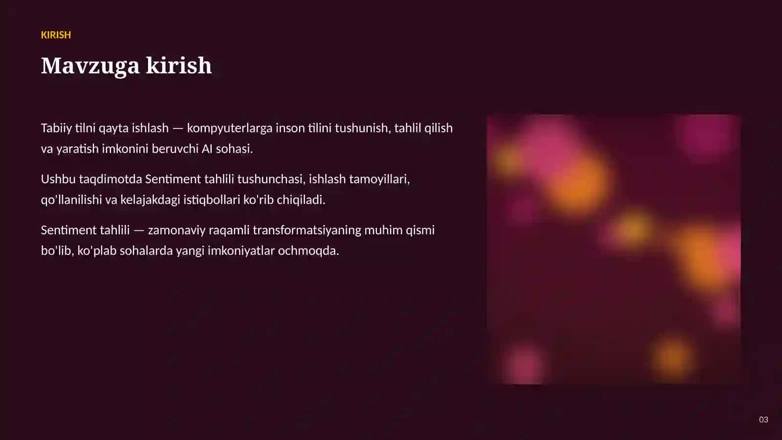 SUN'IY INTELLEKT • TABIIY TILNI QAYTA ISHLASH 3