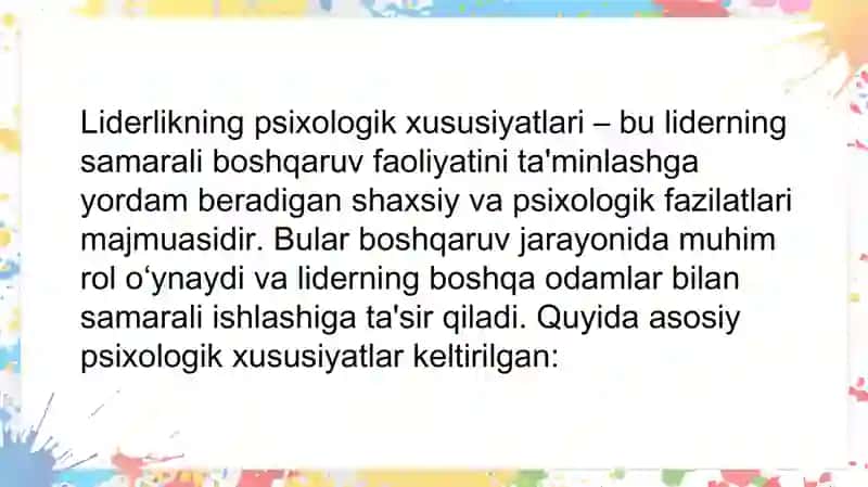 Liderlikning psixologik xususiyatlari 3