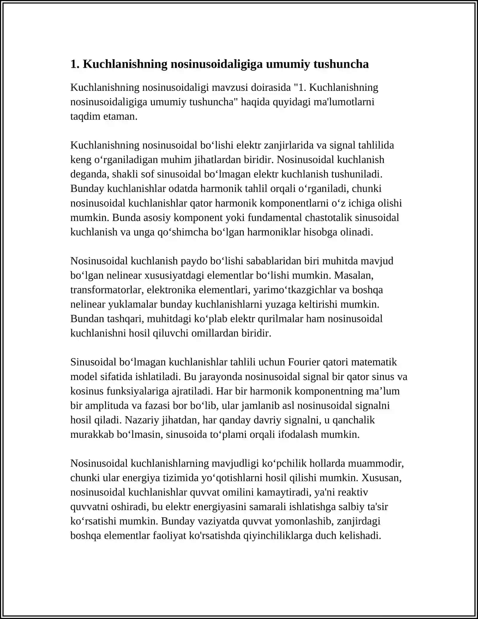 KUCHLANISHNING NOSINUSOIDALIGI 3