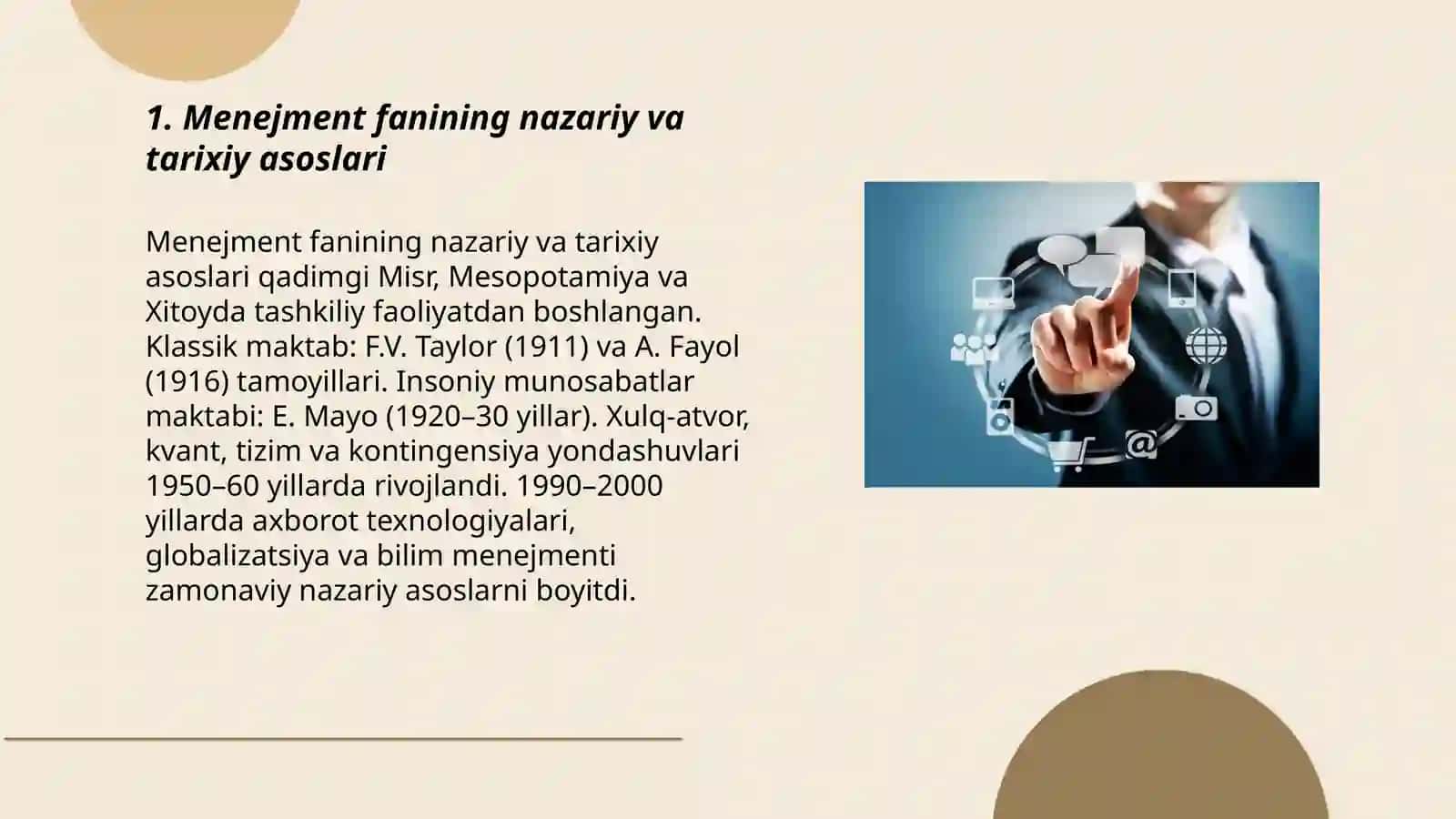 Menejment fanining shakllanishi va rivojlanish bosqichlari 3