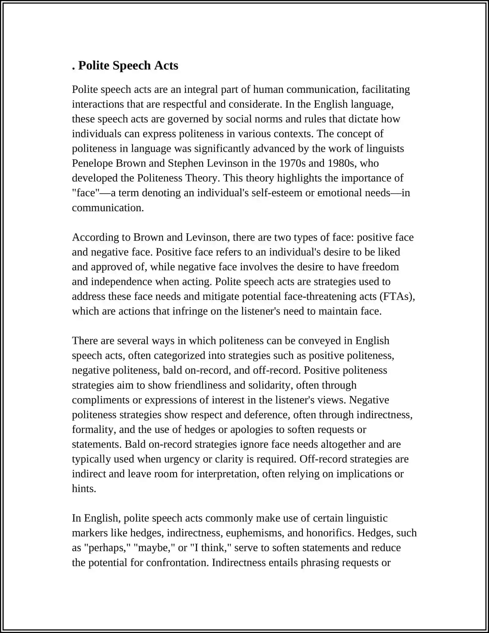 CONVERSATIONAL FEATURES: POLITENESS AND IMPOLITENESS 3