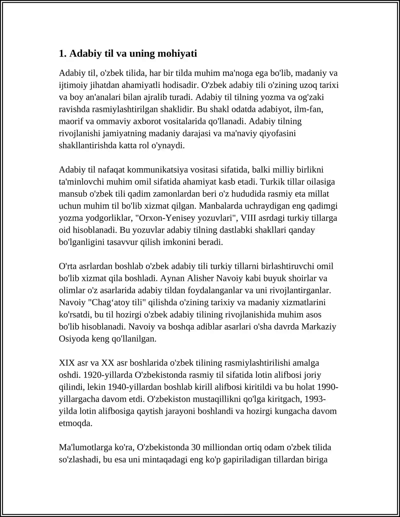 MUSTAQIL ISH Mavzu: ADABIY TIL ME’YORLARI 3