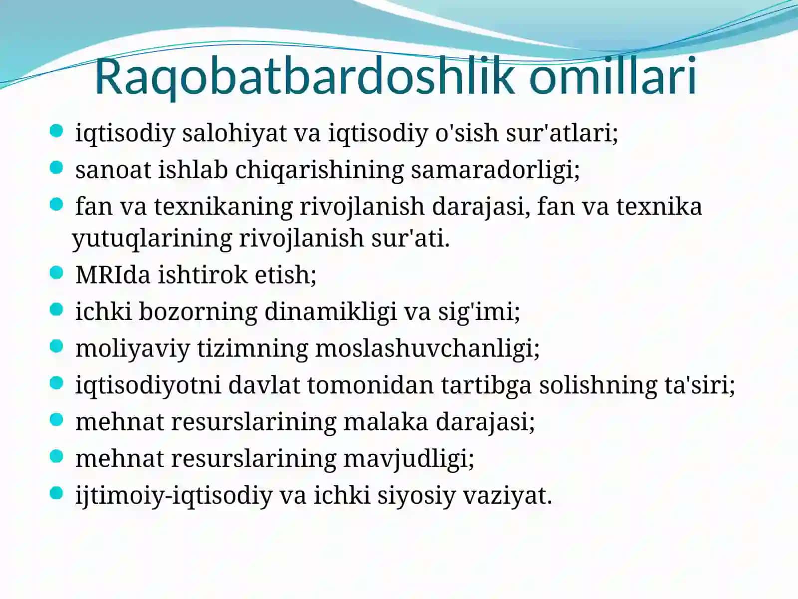 Raqobatbardoshlik tushunchasi 3