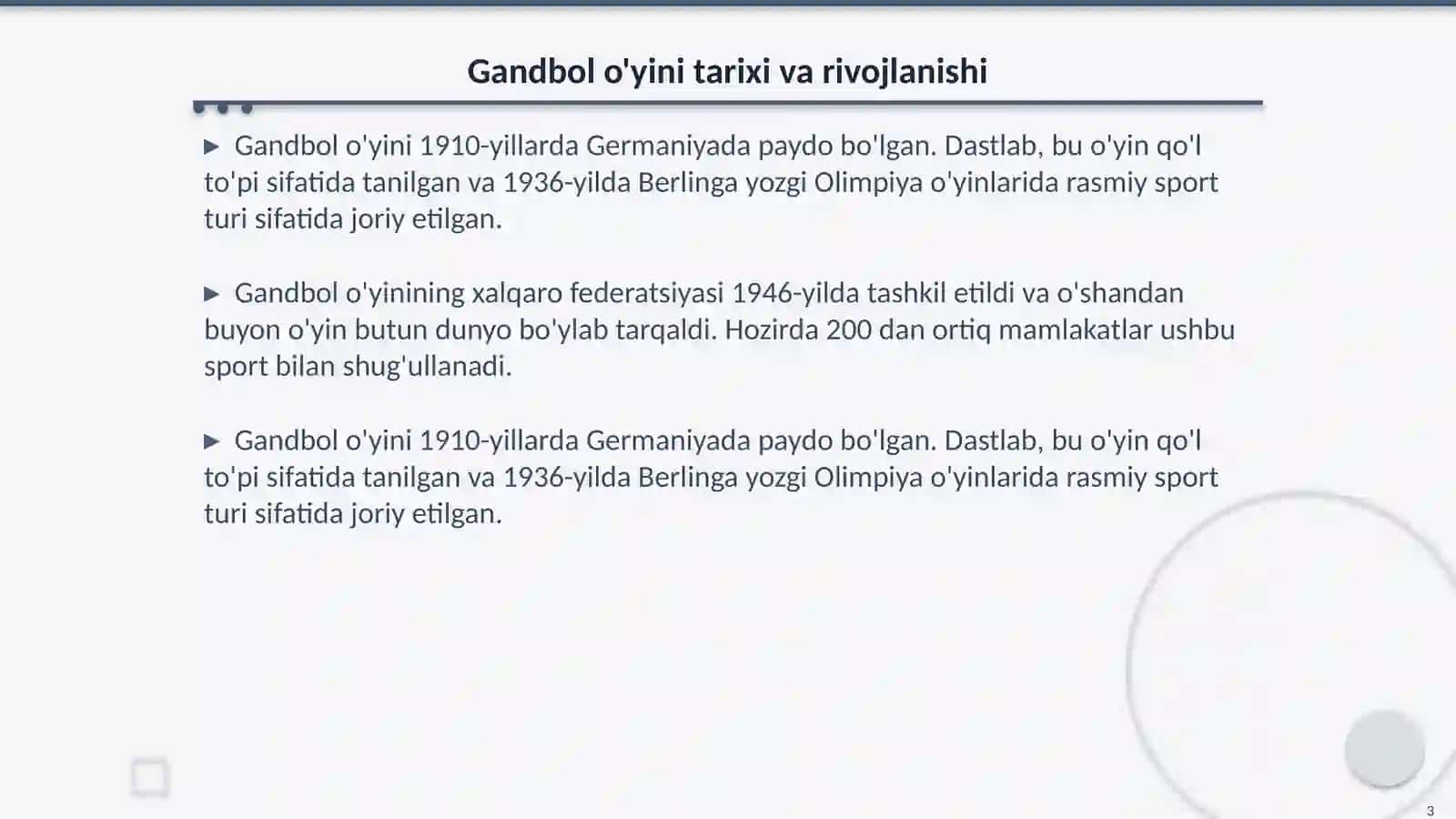 Gandbol o'yini qoidalari 3