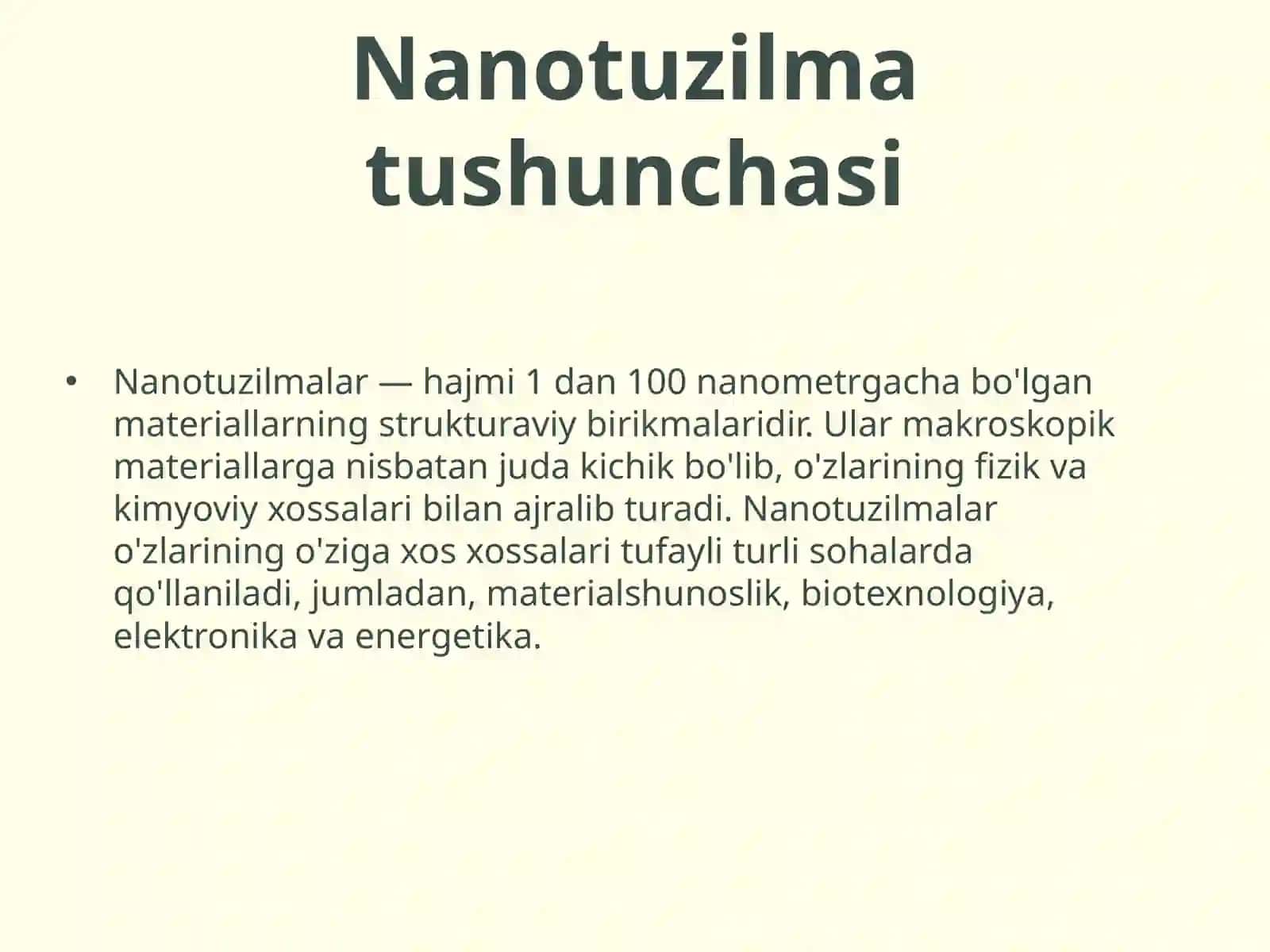 Nanotuzilmalar va ularning xossalari 3