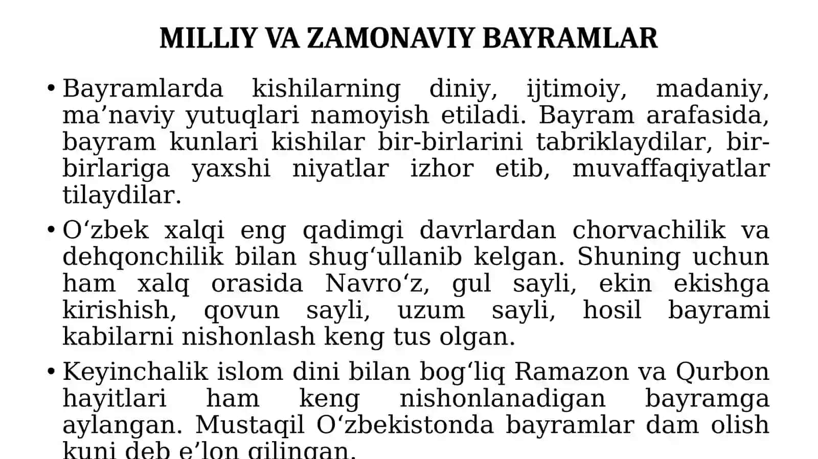 MILLIY VA ZAMONAVIY BAYRAMLAR 3