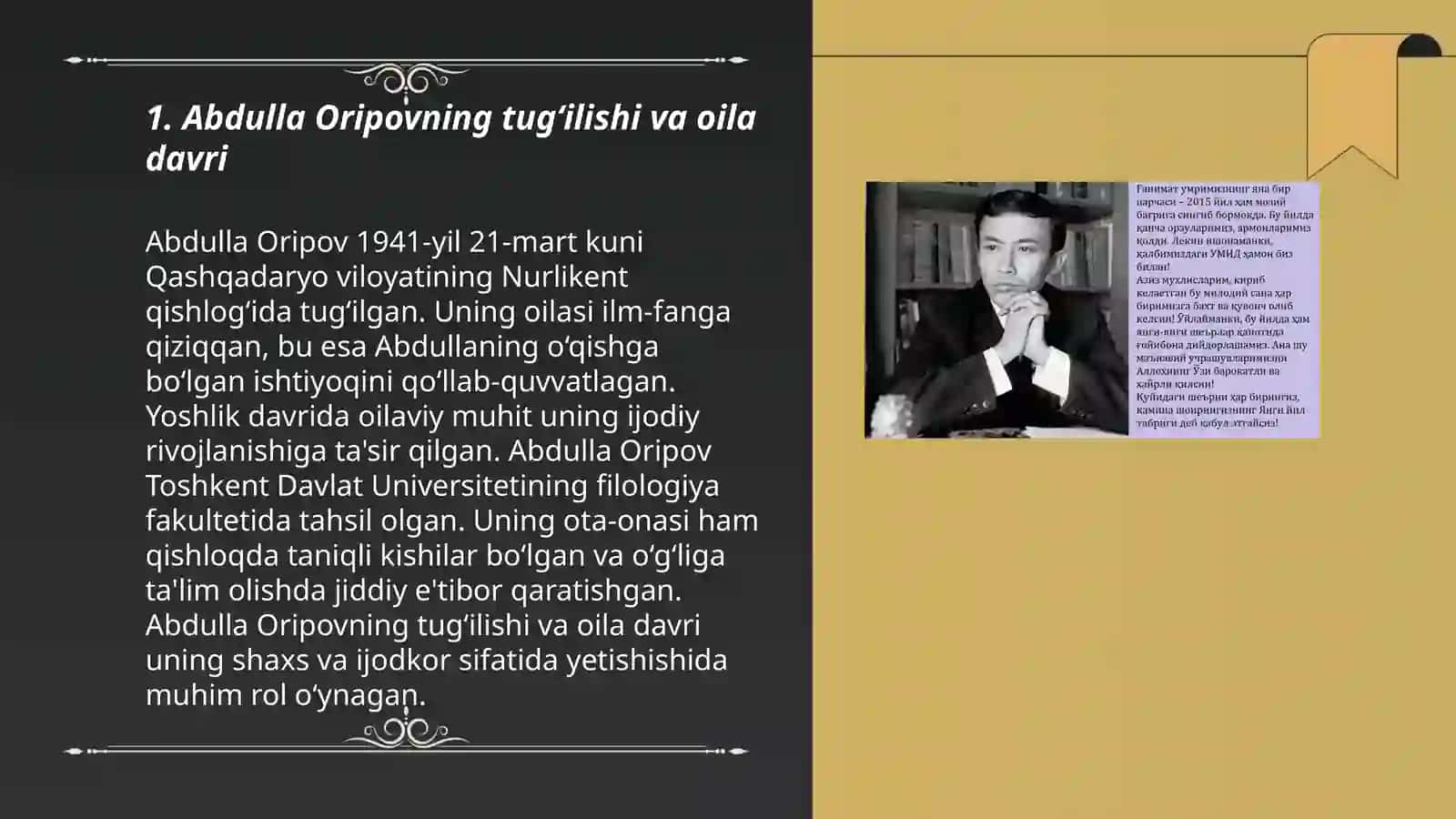 Abdulla Oripovning hayoti va ijodi 3