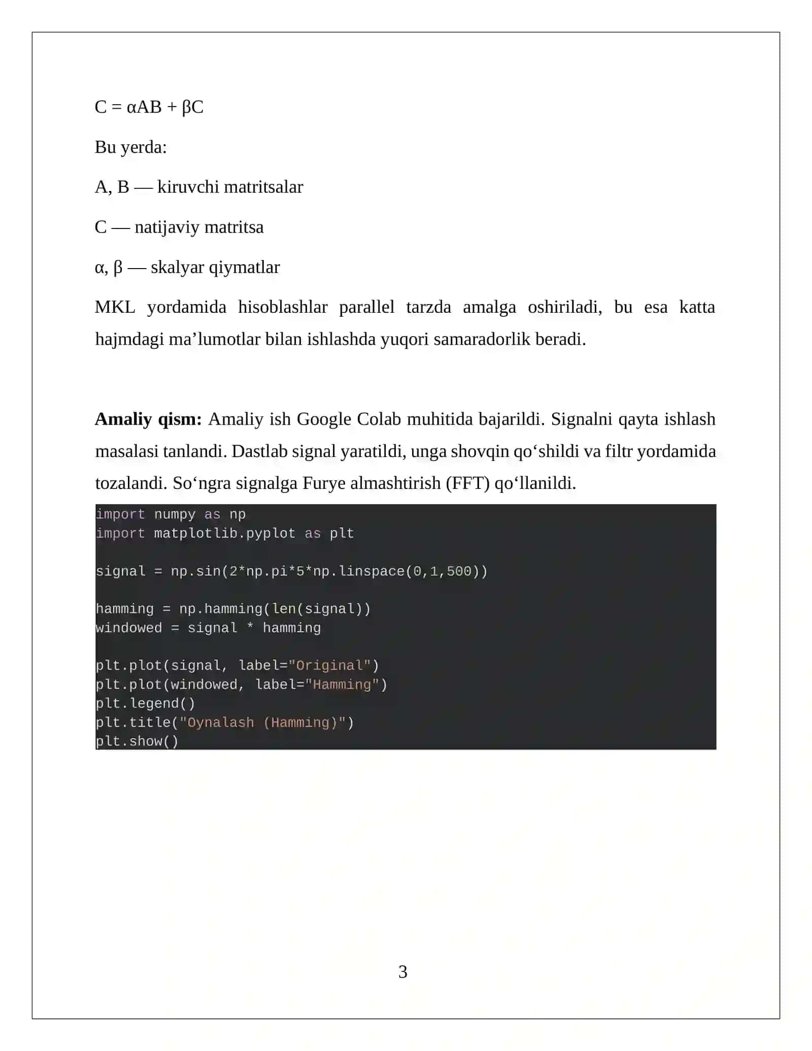 Intel Math Kernel Library (MKL) bilan tanishish va parallel dasturlar tuzish 3