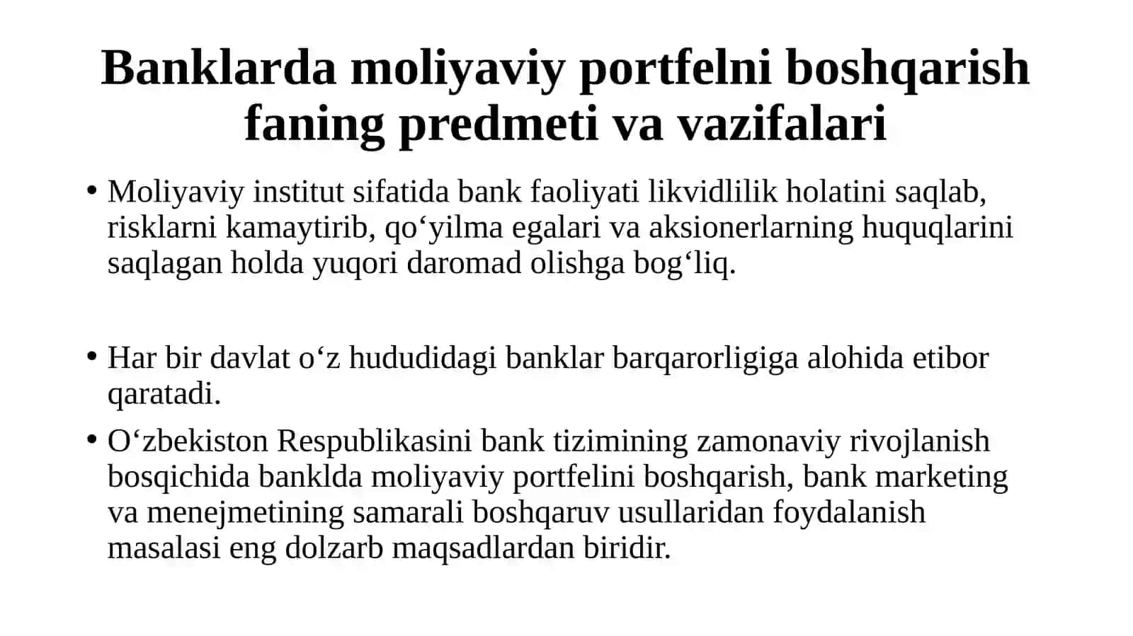 Banklarda moliyaviy portfelniboshqarish 3