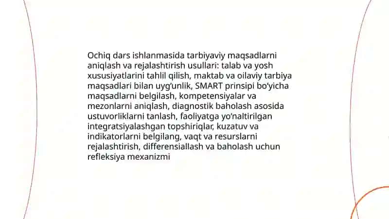 Sinf rahbarining tarbiyaviy faoliyati samaradorligini oshirish usullari ochiq dars ishlanmasi 3