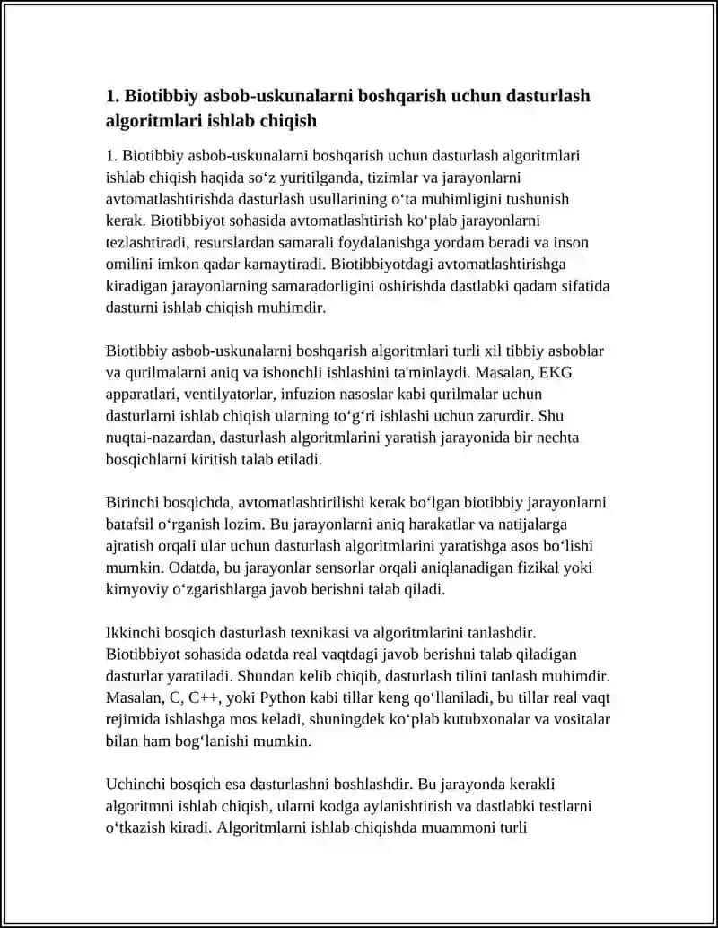 BIOTIBBIY JARAYONLARNI AVTOMATLASHTIRISHDA DASTURLASH USULLARINING QO‘LLANILISHI 3