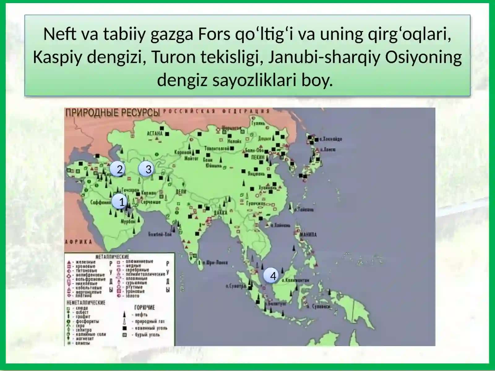 Osiyo mamlakatlari tabiiy resurslari va aholisi 3