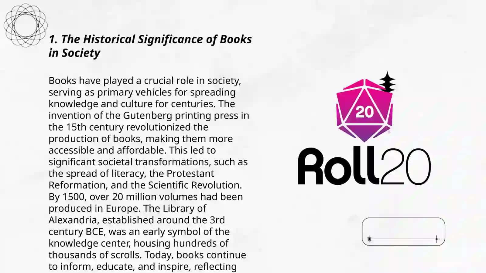 The role of books 3