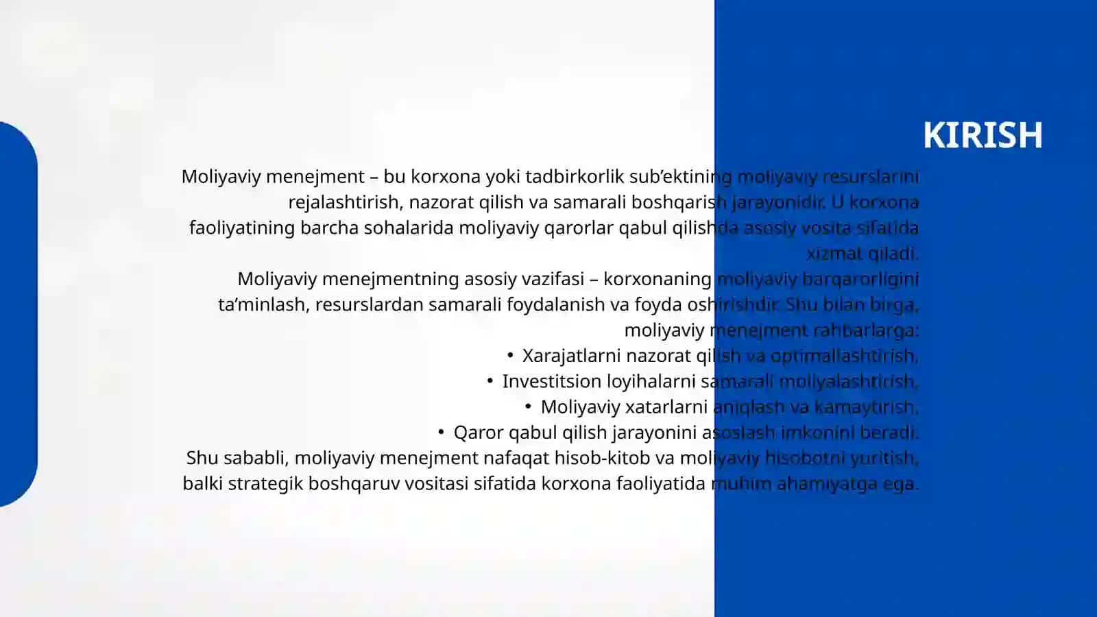 MOLIYAVIY MENEJMENT – BOSHQARUV USULI 3
