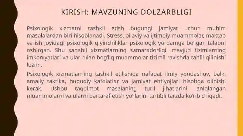 Psixologik xizmatni tashkil etish muammolari 3