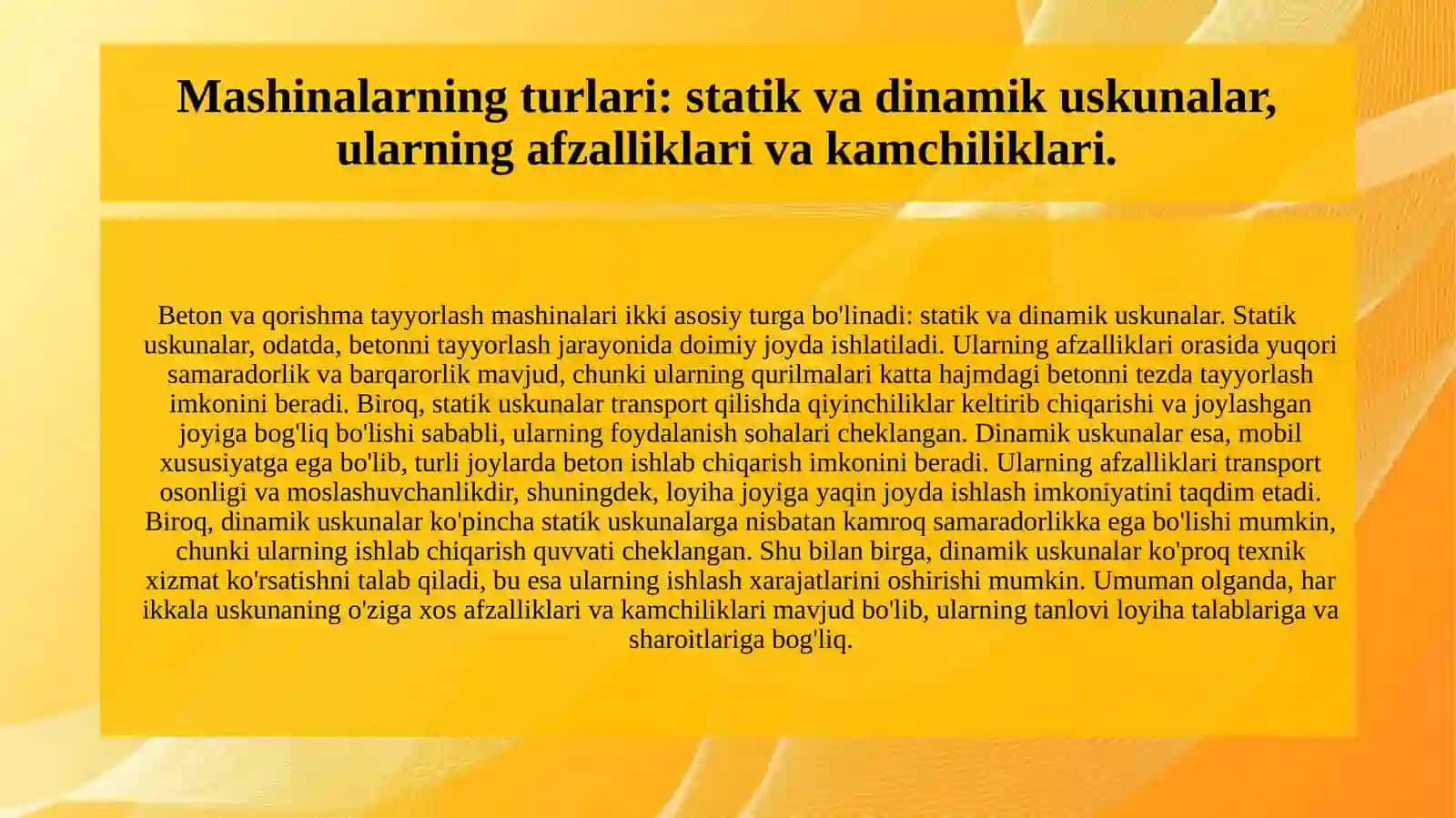 Beton va qorishma tayyorlash mashinalari haqida ma'lumot 3