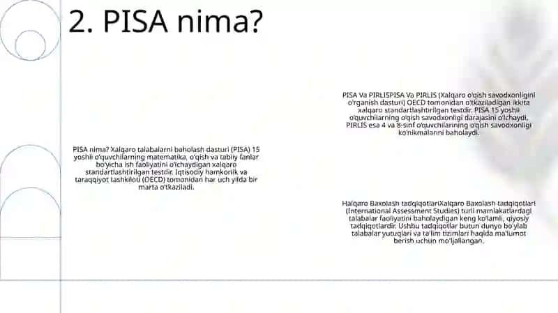 Pisa Va Pirlis Halqaro Baxolash Tadqiqotlari 3