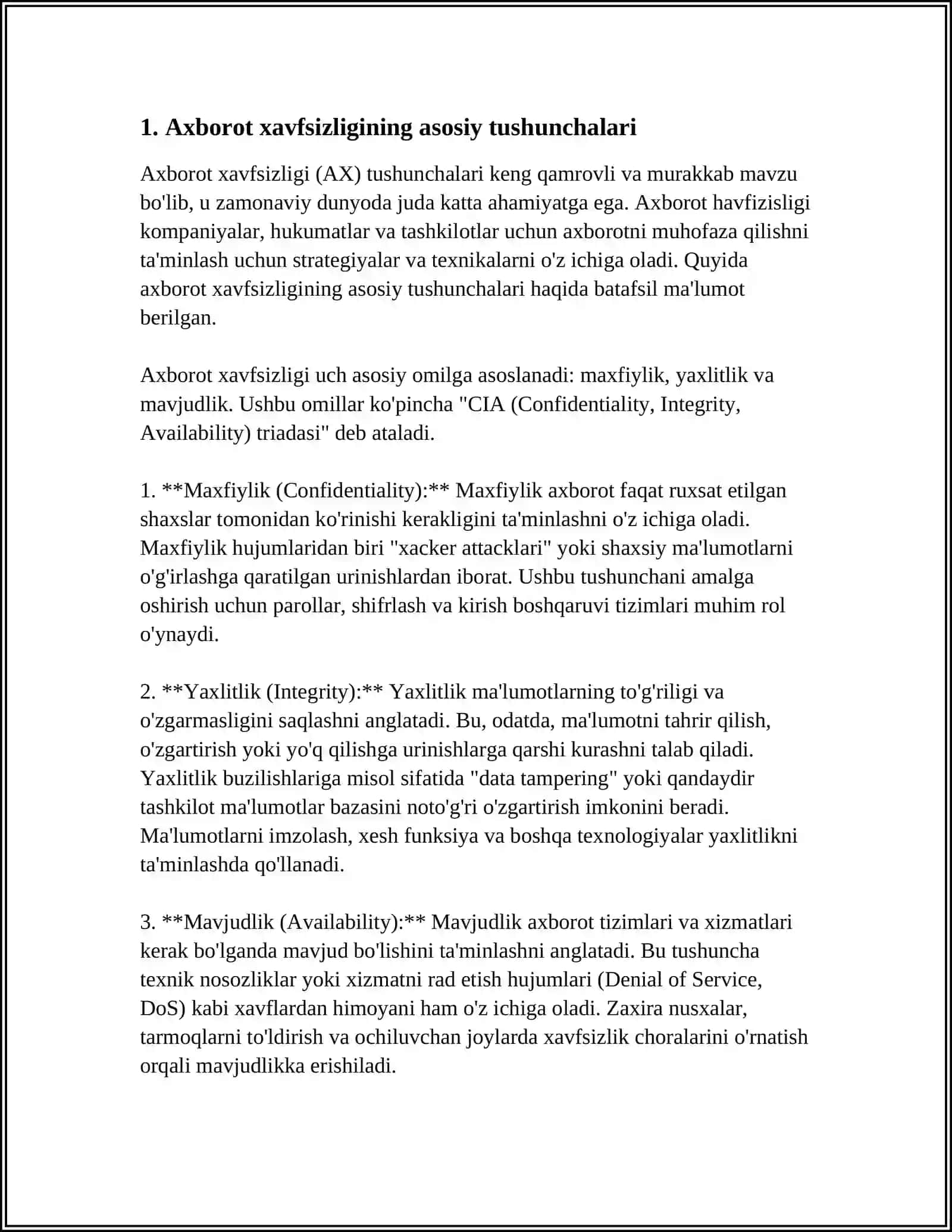 TARMOQDA AXBOROT XAVFSIZLIGI VA AXBOROTLARNI HIMOYALASH USULLARI 3