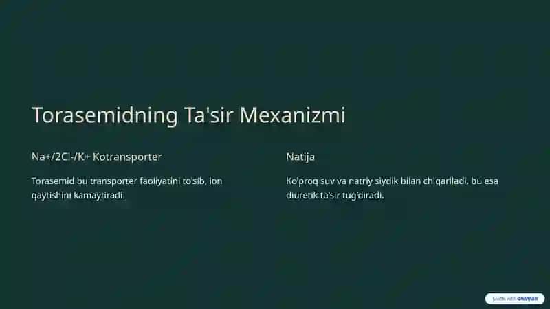 Torasemid Preparatlarning Farmakodinamik Xususiyatlari 3