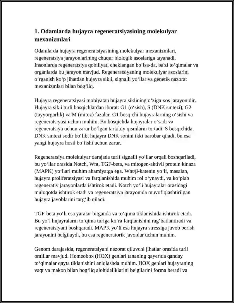 Odamlarda Regeneratsiya 3