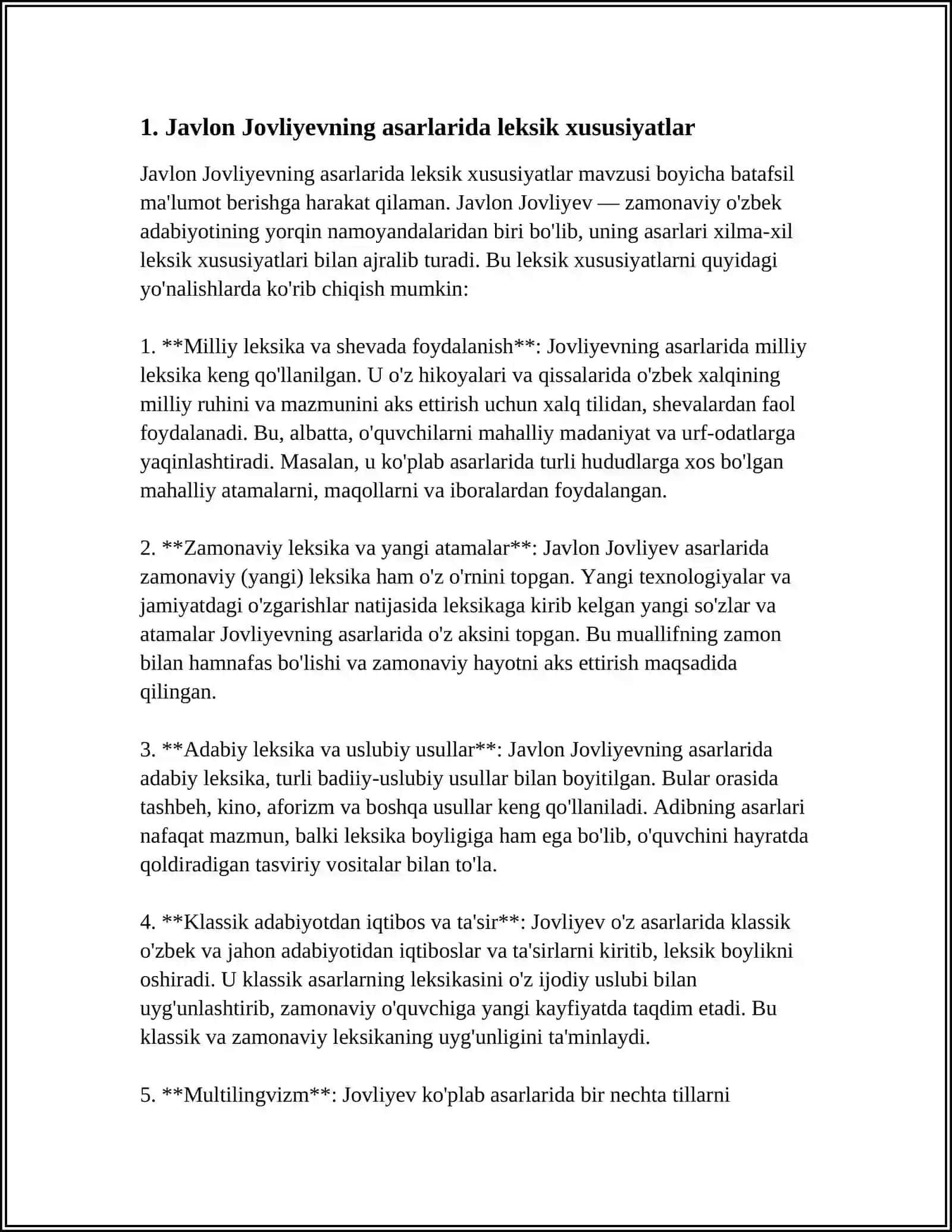 JAVLON JOVLIYEV ASARLARI TILI 3