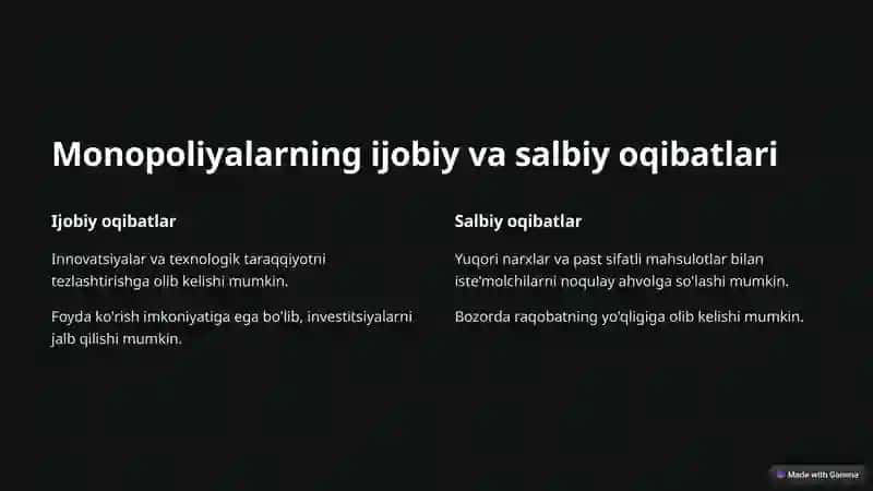 Monopoliyalarning iqtisodiy xususiyatlari 3