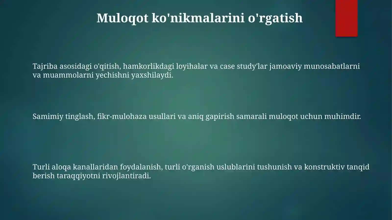 Jamoa rivojlanishida tarbiya usullari 3