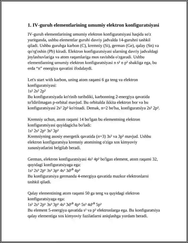 IV-GURUH ELEMENTLARINING UMUMIY TAVSIFI 3