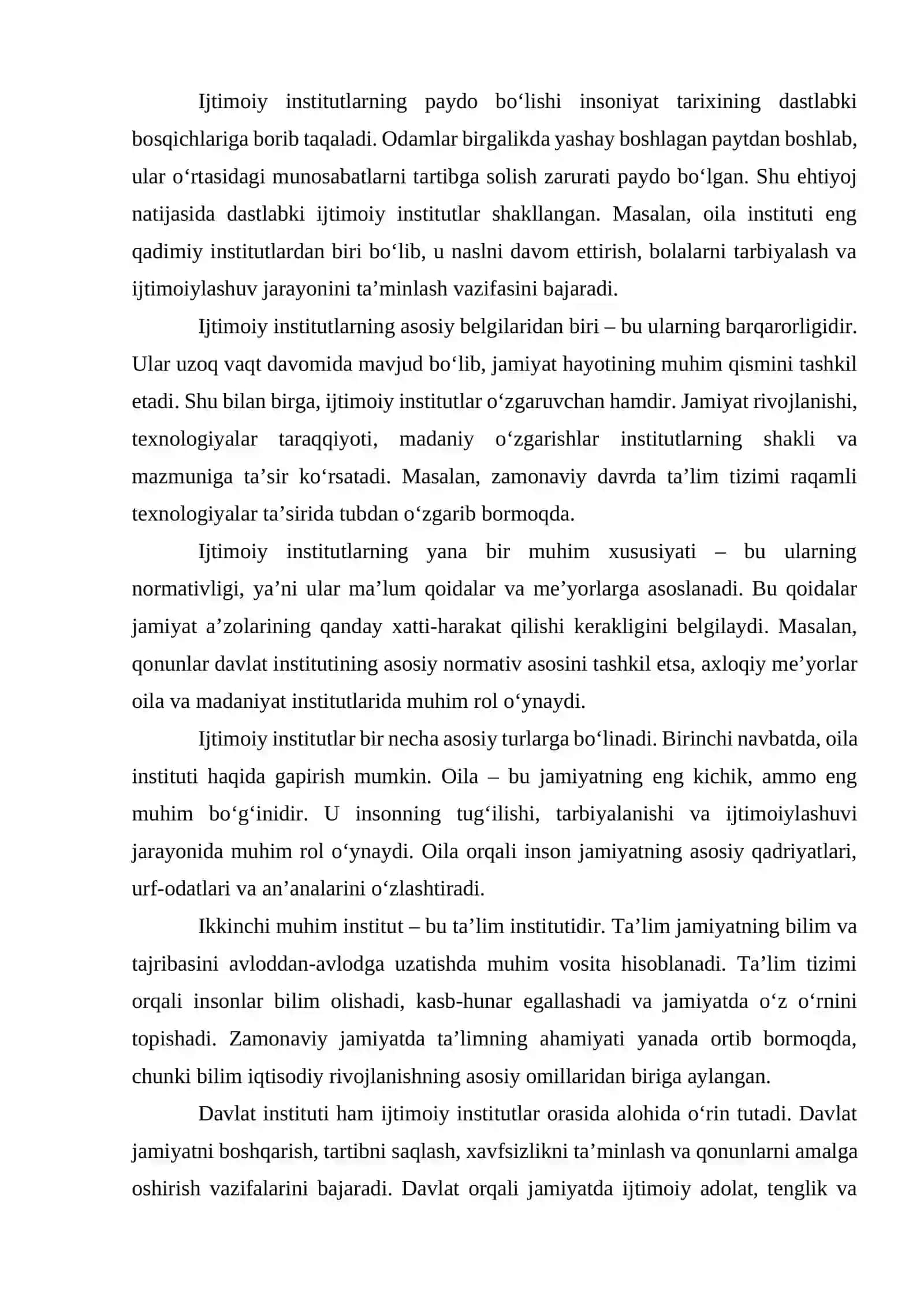 IJTIMOIY MUNOSABATLAR VA IJTIMOIY INSTITUTLAR 3