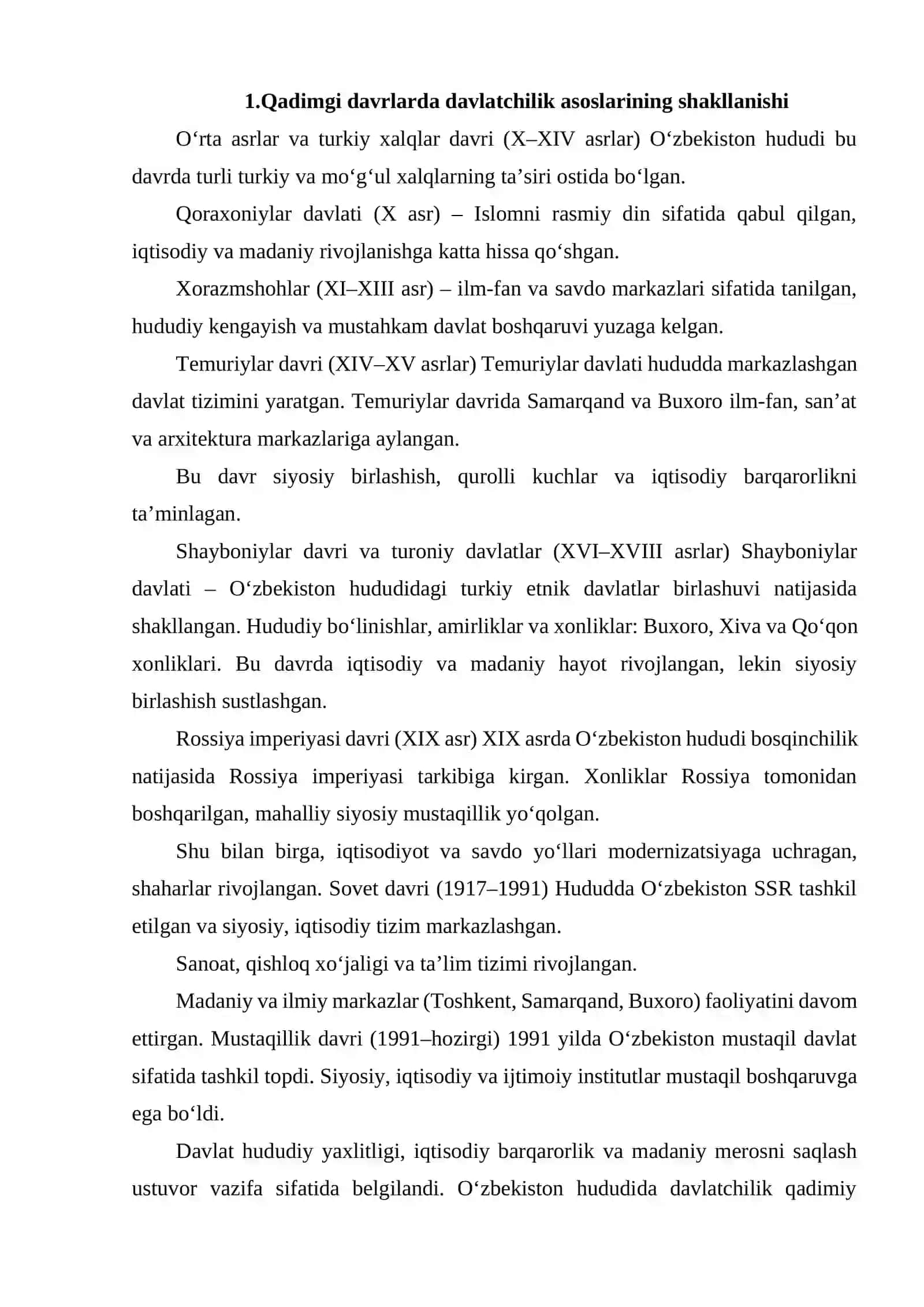 O'ZBEK DAVLATCHILIGINING TARIXIY BOSQICHLARI 3