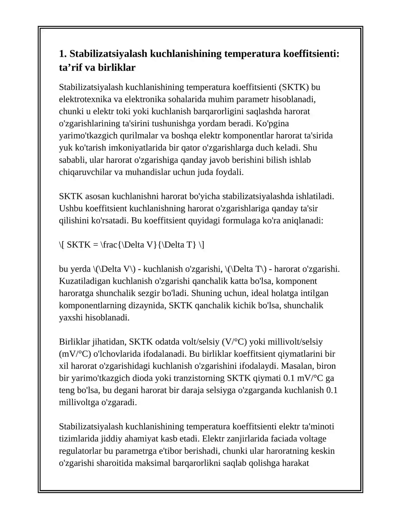 Stabilizatsiyalash Kuchlanishning Temperatura Koeffitsienti 3