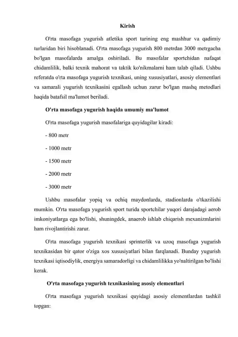 O'rta masofaga yugurish texnikasi 3
