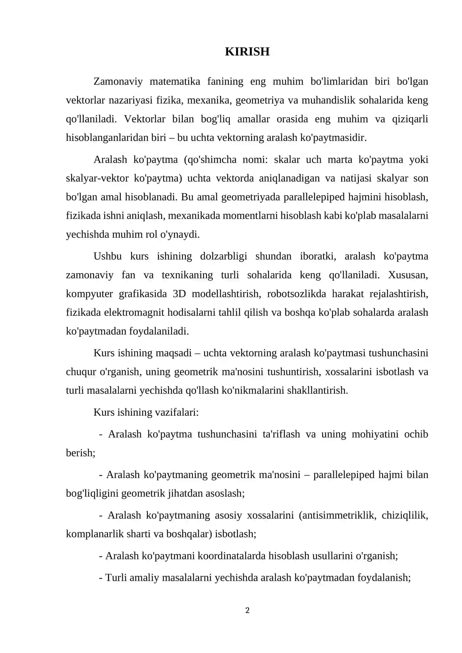 Uchta vektorning aralash ko'paytmasi 3
