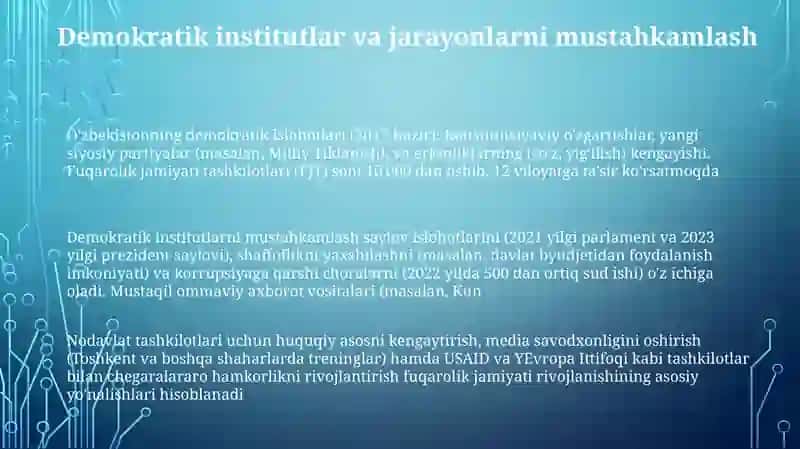 O'zbekistonning demokratik islohotlari (2017-hozir) 3