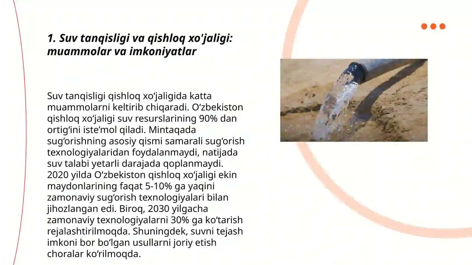Suv tanqisligi sharoyitida qisholq xojaligi ekinlari suvdan foydalanish 3