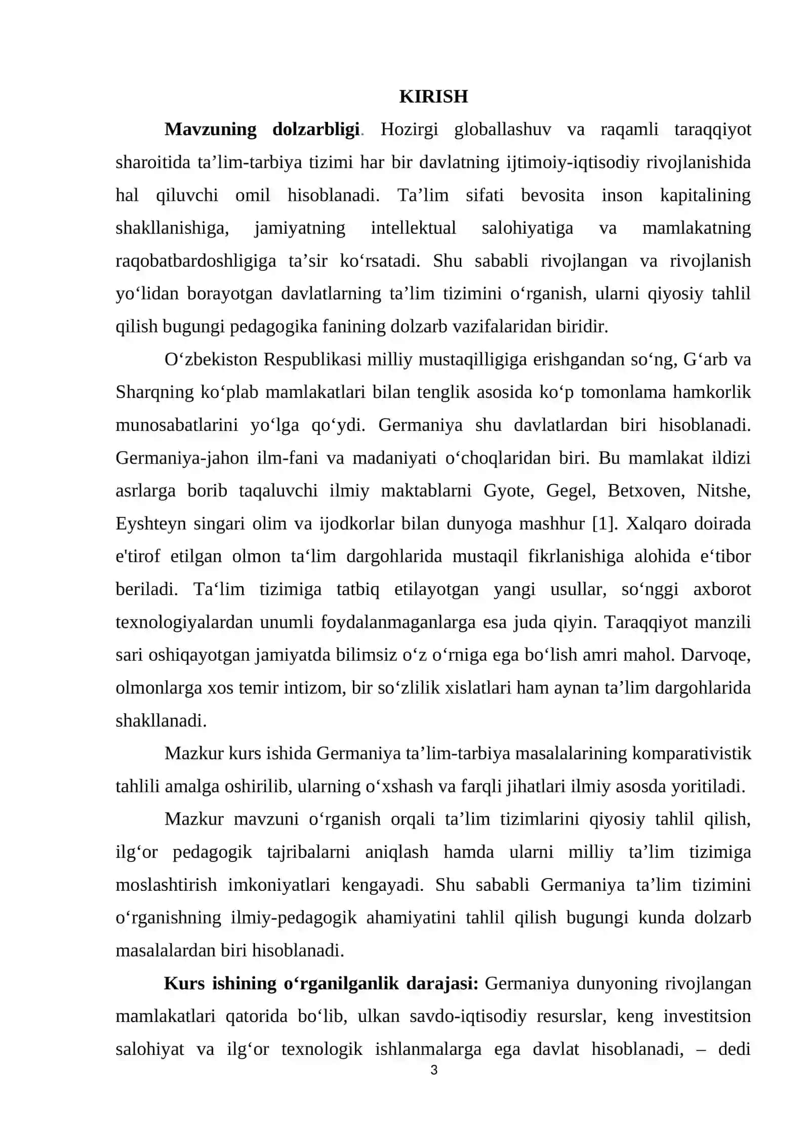 KOMPARATIVISTIK PEDAGOGIKA FANIDAN KURS ISHI 3
