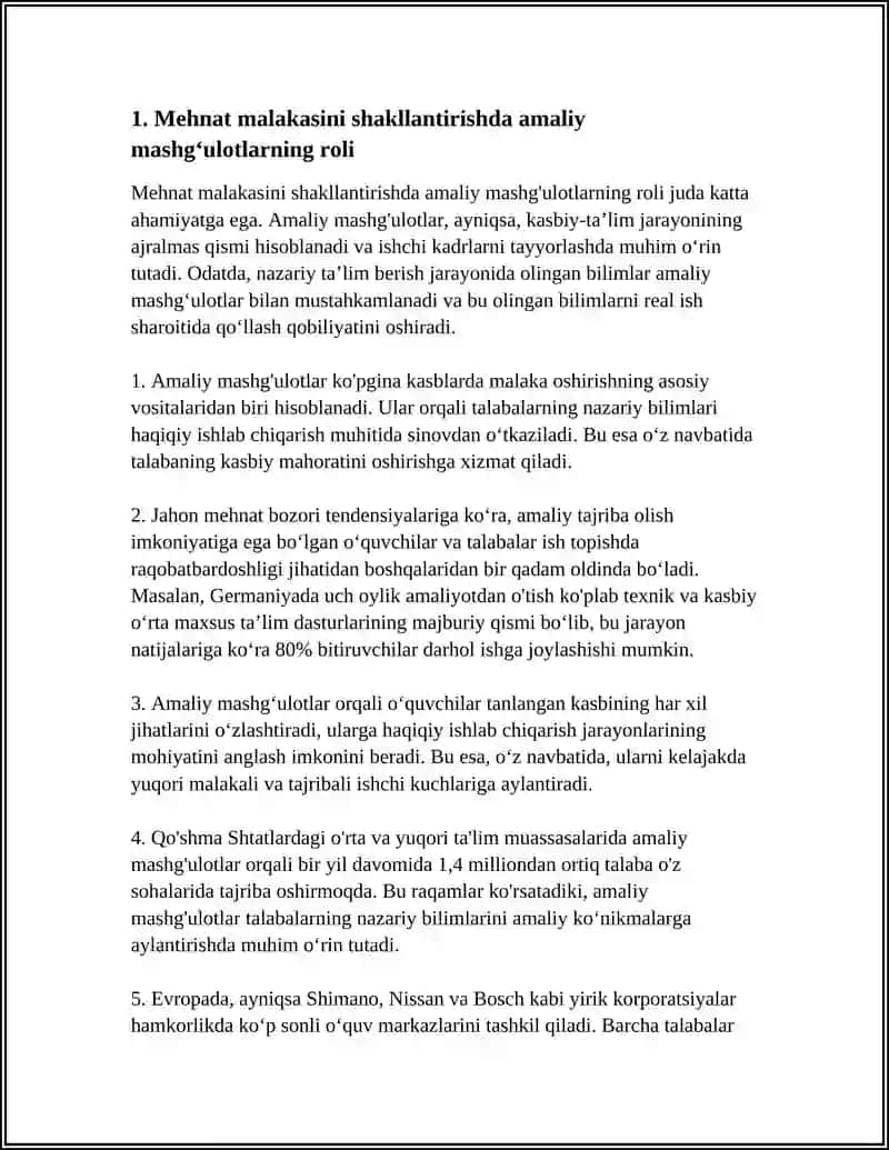 O'QUVCHILARNING MEHNAT MALAKASINI SHAKLLANTIRISH 3