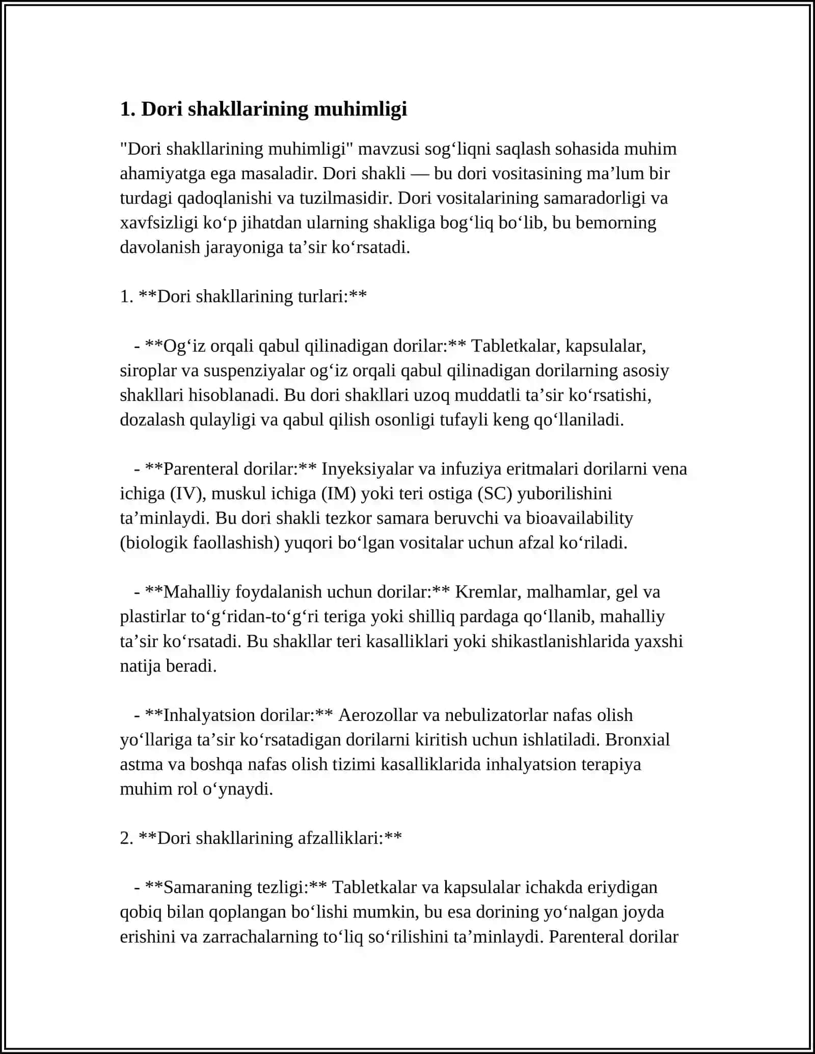 DORI SHAKLLARI VA UNING TASNIFI 3