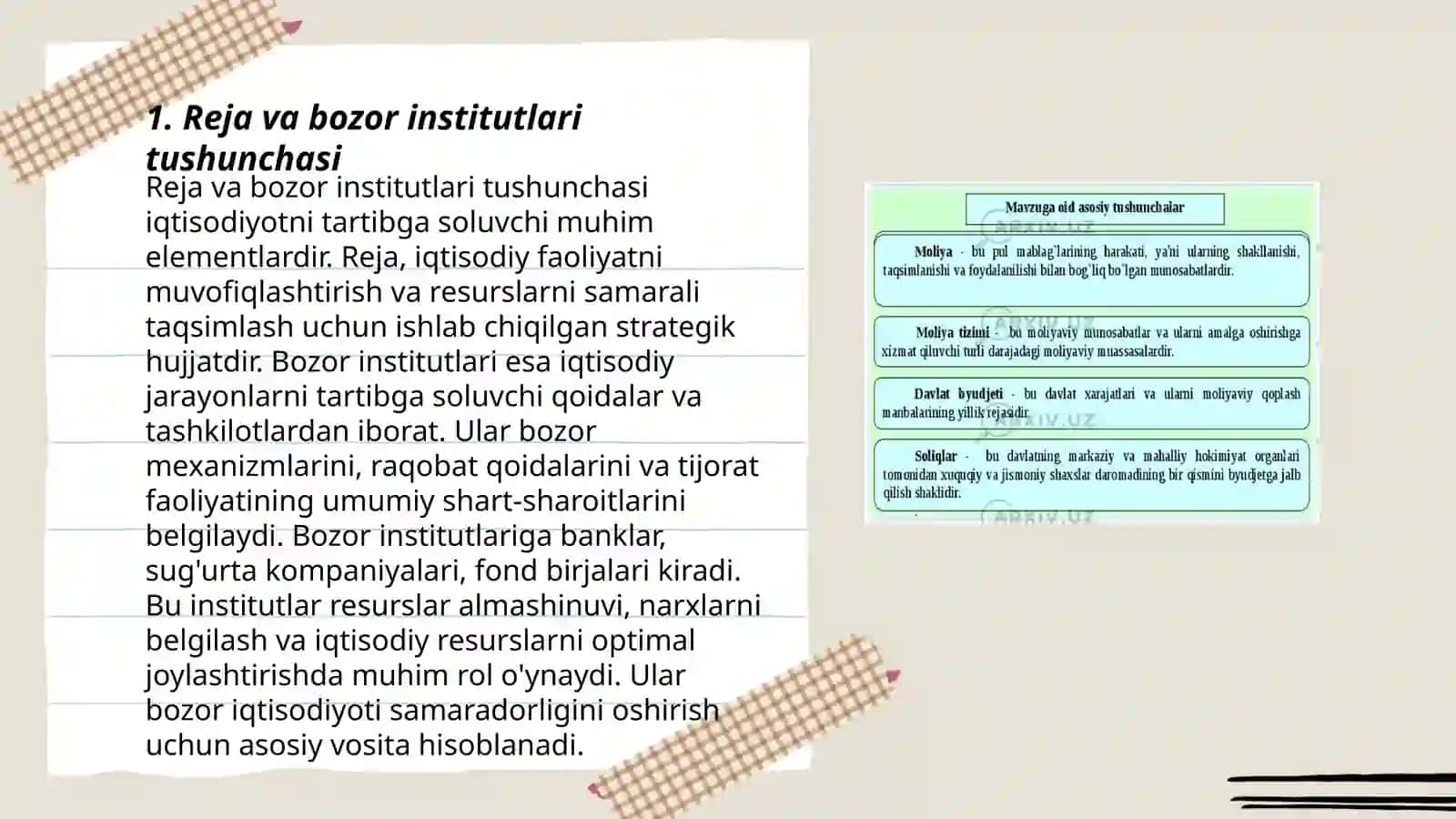Reja va bozor institutlari qonuniyatlari 3