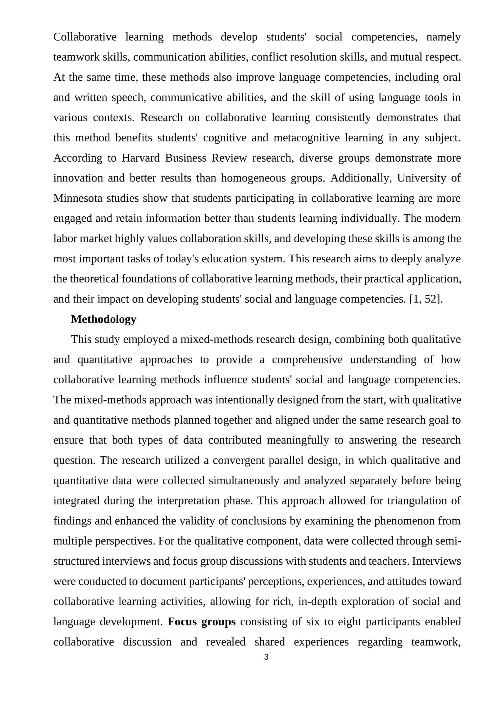 THE ROLE OF COLLABORATIVE LEARNING METHODS IN DEVELOPING STUDENT‘S SOCIAL AND LANGUAGE COMPETENCIES 3