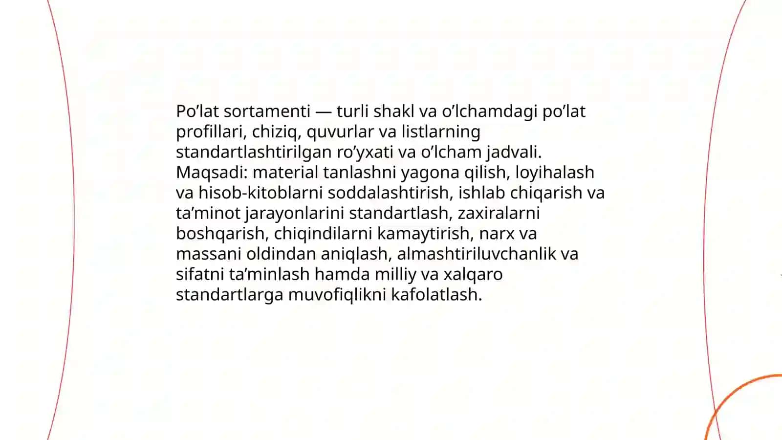 Po’lat sortamenti. Sortament profillari haqida umumiy ma’lumot 3
