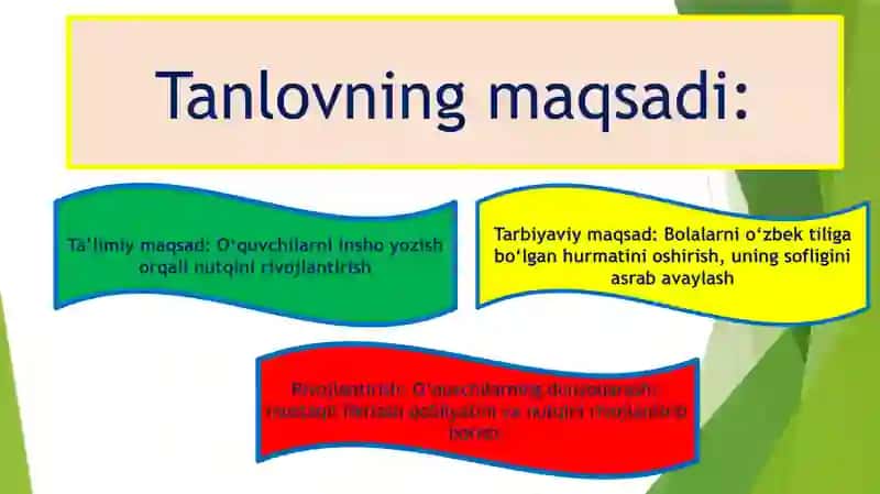 Ona tilidan
tanlovlar rejasini ishlab chiqish 3