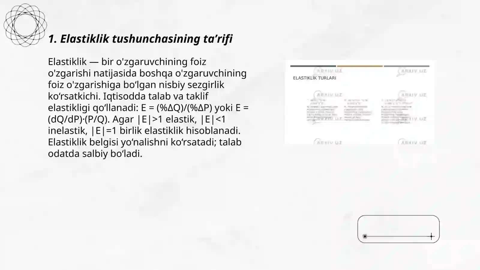 Elastiklik tushunchasi va uning turlari 3
