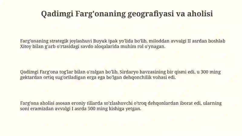 Qadimgi Farg'ona: Tarixiy Sharh 3