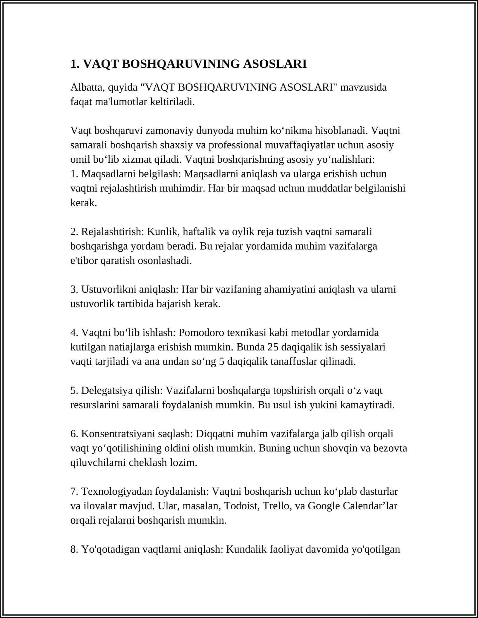 VAQT BOSHQARUVINING ASOSLARI 3